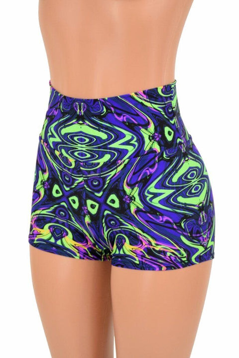 Ready to Ship Neon Melt High Waist Shorts 2XL - Coquetry Clothing