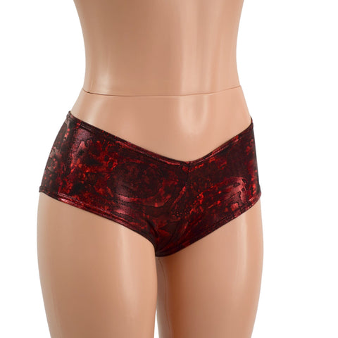 Cheeky Booty Shorts in Primeval Red - Coquetry Clothing