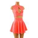 Ready to Ship Blazing Coral Keyhole Top and 15" Circle Cut Skirt Set XS - 2