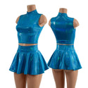 Peacock Blue Crop Top & Circle Cut Skirt Set - 1