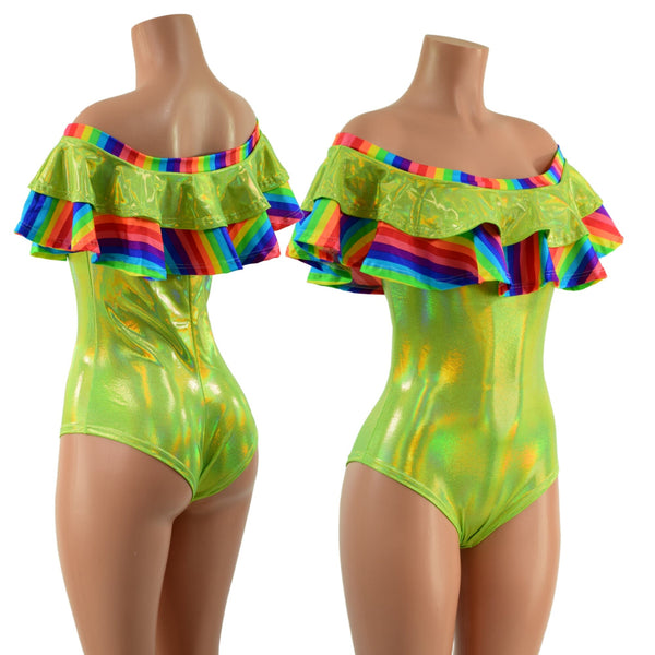 Off Shoulder Double Ruffle Siren Romper - 1