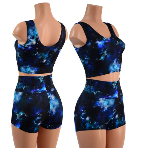 Deep Space High Waist Shorts OR Top READY to SHIP - Coquetry Clothing