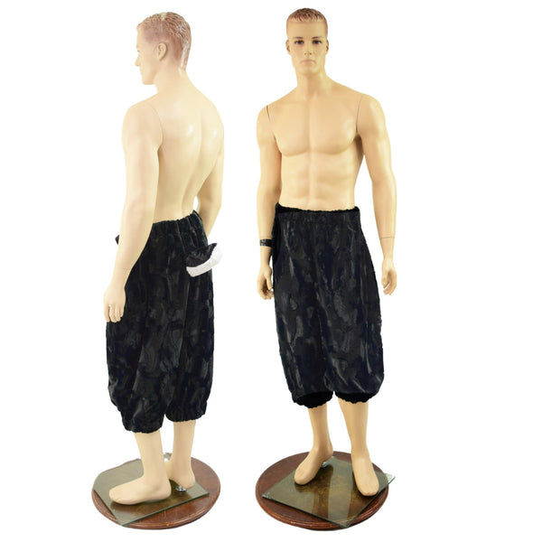 Black Satyr Minky Faux Fur Pants with Tail - 1