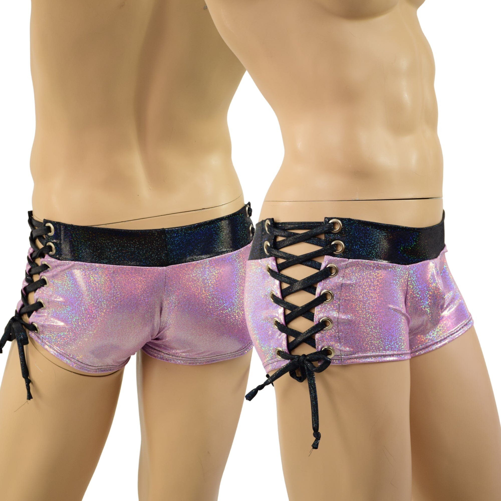 Mens Lowrise Aruba Lace Up Shorts in UNLINED Sheer Mesh