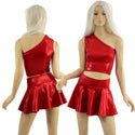 Red Sparkly Crop Top & Circle Cut Skirt Set - 1