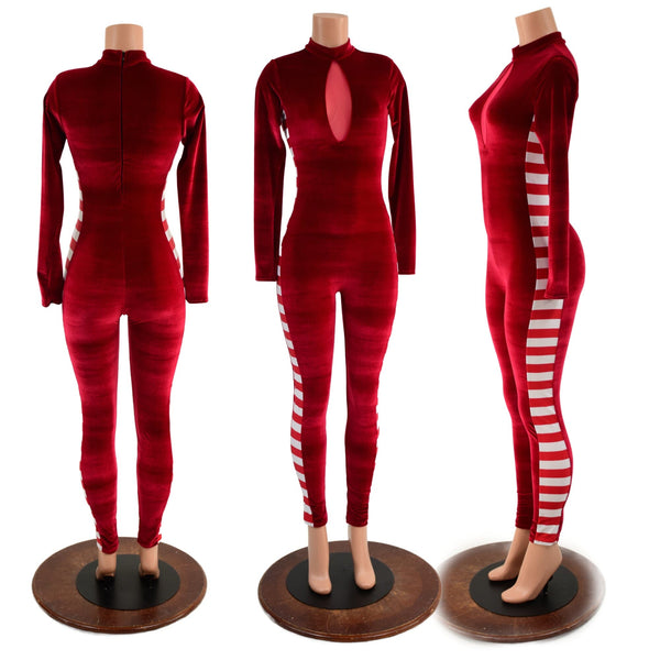 Elf Catsuit in Red Velvet - 1