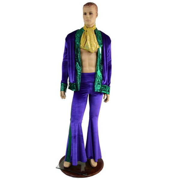 Mens Mardi Gras Side Panel Solar Flares and Not-A-Cardigan Set with Ascot - 3