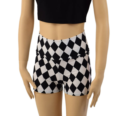 Childrens Black and White Diamond Print Shorts - Coquetry Clothing