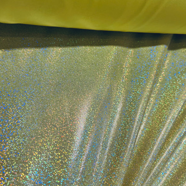 Yellow Sparkly Jewel Holographic Fabric - 1