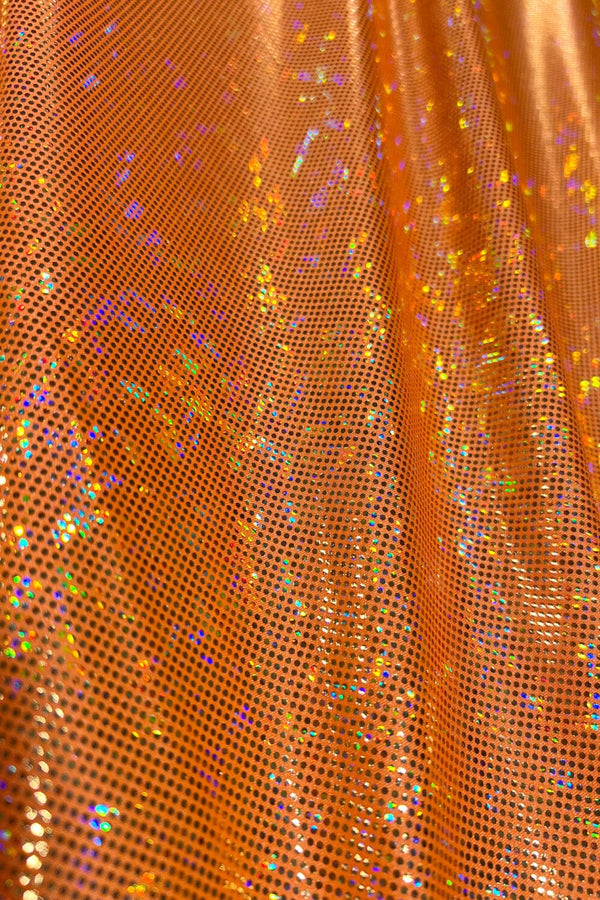 UV Glow Neon Orange Kaleidoscope Spandex Fabric - 1