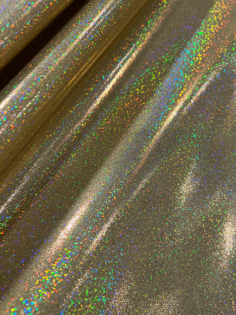 Gold Sparkly Jewel Holographic Fabric - Coquetry Clothing