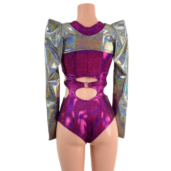 Silver Holographic Sharp Shoulder Bolero with Long Sleeves (Romper sold separately) - 3