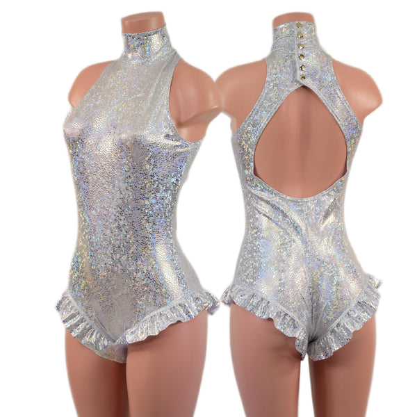 Backless Romper with Leg Ruffles - 1