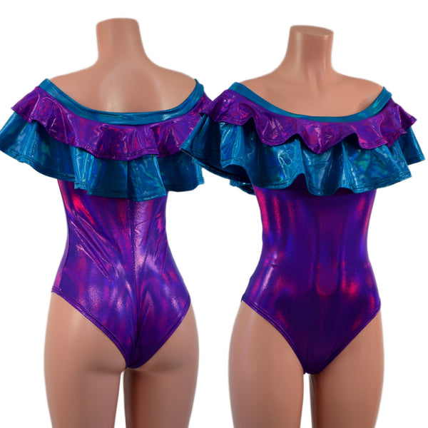 Off Shoulder Double Ruffle Siren Romper - 1