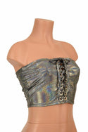 Silver Holographic Strapless Lace Up Top - 5