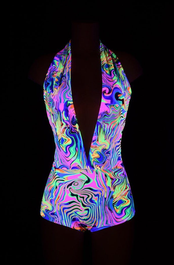 UV Glow Neon Flux Print Spandex Fabric - 5