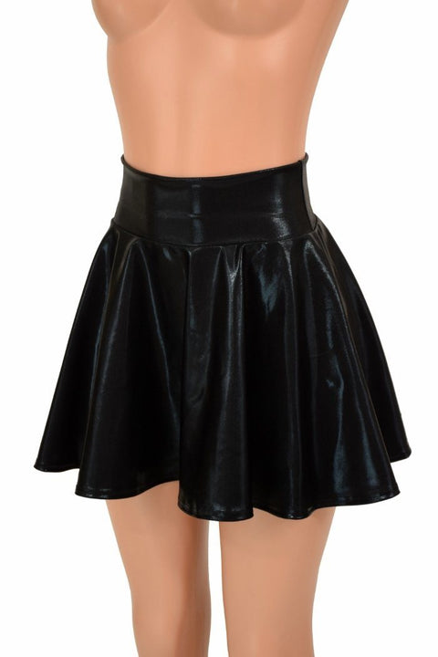 Black Metallic Mini Rave Skirt - Coquetry Clothing