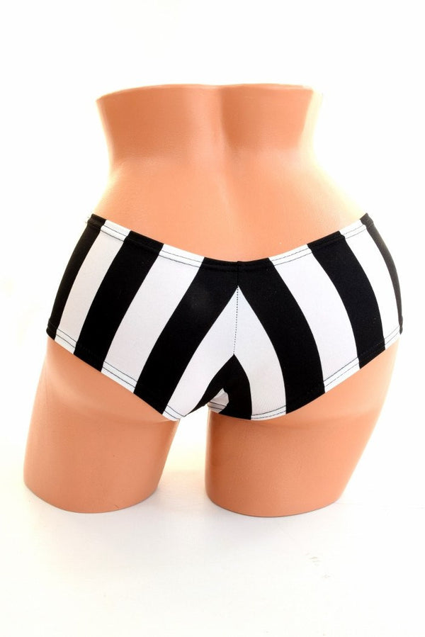 Black & White Stripe Booty Shorts - 2