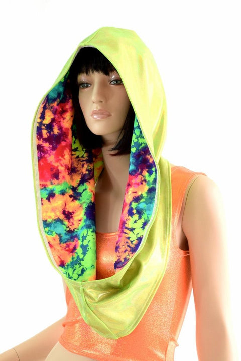 Lime & Acid Splash Reversible Infinity Festival Hood - Coquetry Clothing
