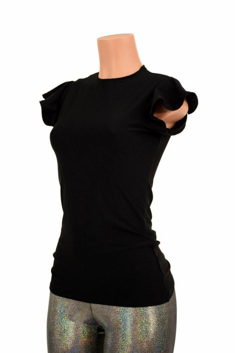 Black Zen Crew Neck Flip Sleeve Top - Coquetry Clothing