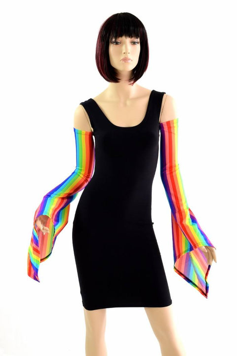 Rainbow Vertical Stripe Pixie Arm Warmer Sleeves - Coquetry Clothing