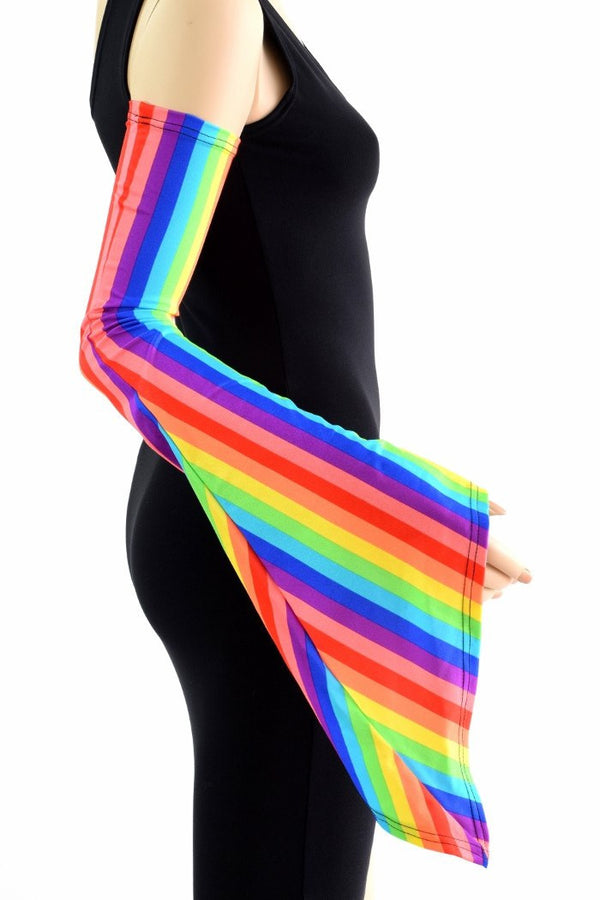 Rainbow Vertical Stripe Pixie Arm Warmer Sleeves - 4