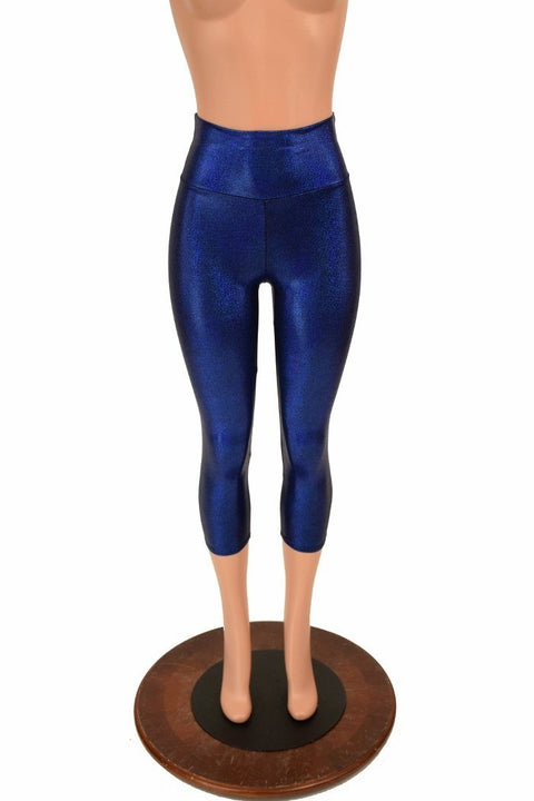 Blue High Waist Capri Leggings - Coquetry Clothing