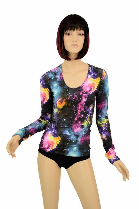 UV Glow Galaxy Long Sleeve Top - Coquetry Clothing
