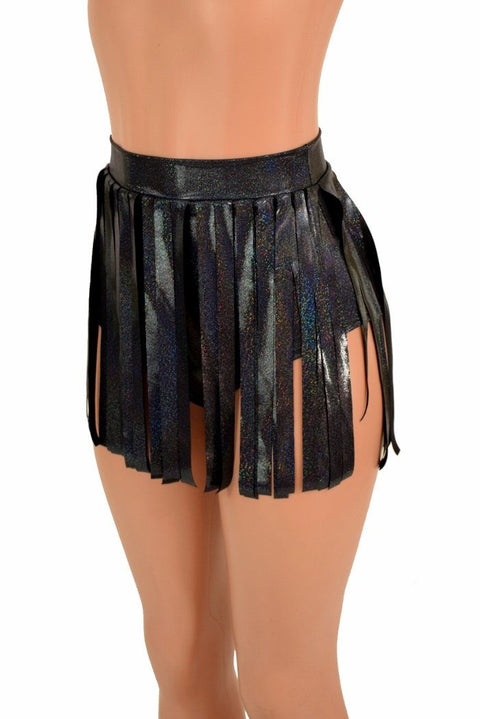 Siren 12" Gladiator Shorts in Black Holo - Coquetry Clothing