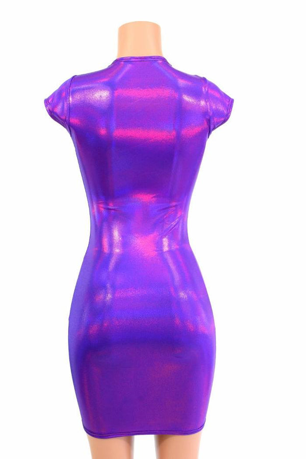 Purple Holographic Cap Sleeve Dress - 3