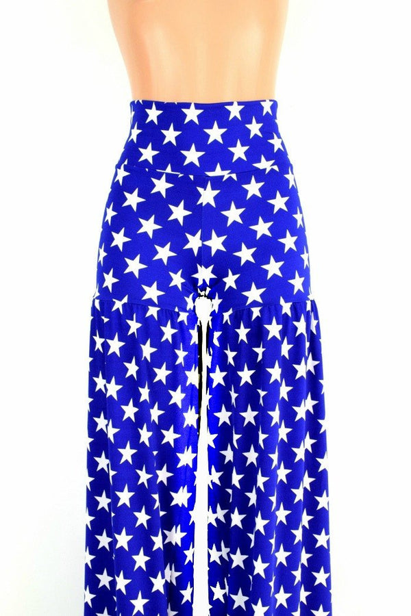 Stilt Pants in Patriotic Blue & White Star Print - 2