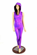 Purple Holographic Hooded Catsuit - 1