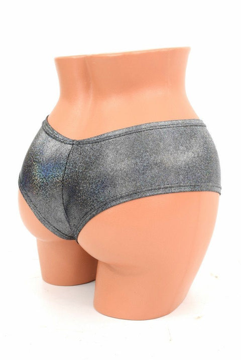 Silver Holographic Cheeky Shorts - Coquetry Clothing