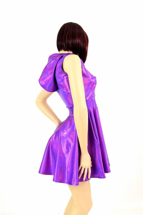 Grape Holographic Pocket Skater Dress - 6