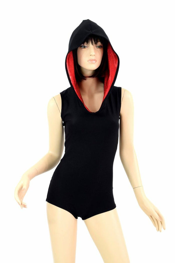 Black Romper with Red Hood Lining - 3