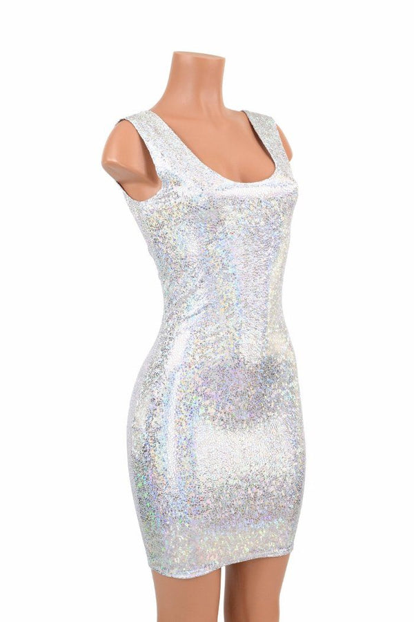 Silver on White Shattered Glass Tank Dress - 3