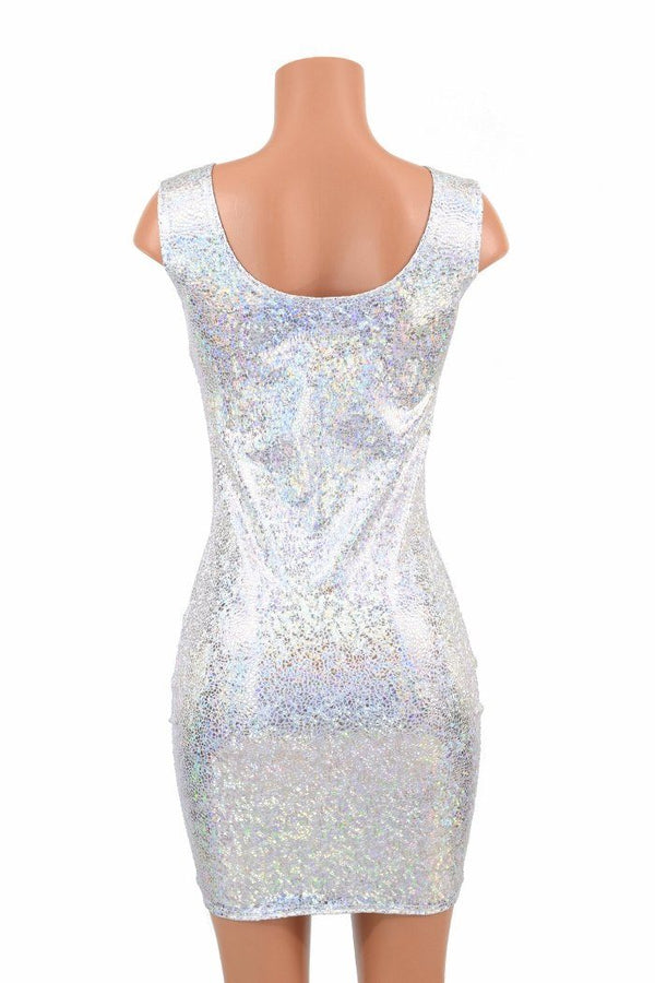 Silver on White Shattered Glass Tank Dress - 4
