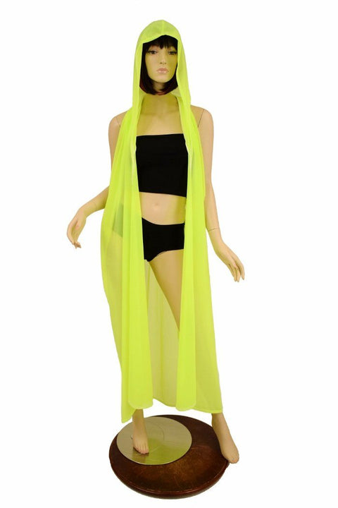 Yellow Mesh Hooded Racerback Duster - Coquetry Clothing