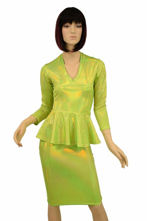 Lime Peplum Skirt Set - Coquetry Clothing