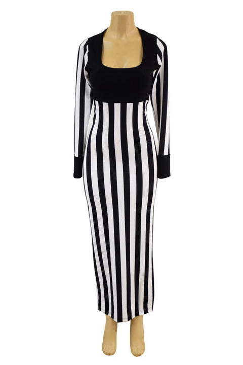 Black and White Striped Tina Dress - Coquetry Clothing