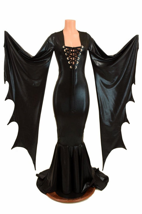 Succubus Sleeve Gown with Laceup and Back Zipper - Coquetry Clothing