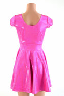 Neon Pink Holographic Skater Dress - 4