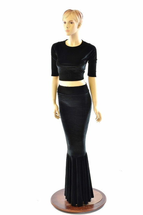 Black Velvet Mermaid Skirt & Top - Coquetry Clothing