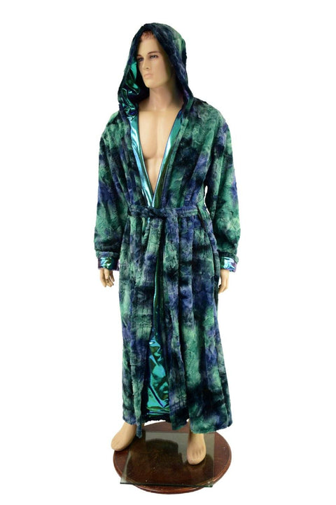 Mens Long Minky Faux Fur Duster with Tie Belt - Coquetry Clothing