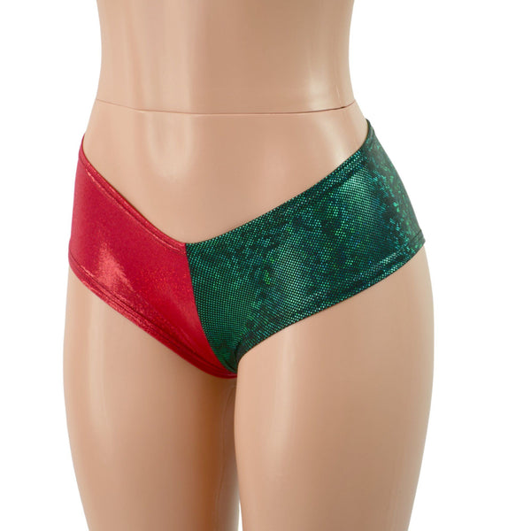 Red & Green Elf Cheeky Booty Shorts - 3