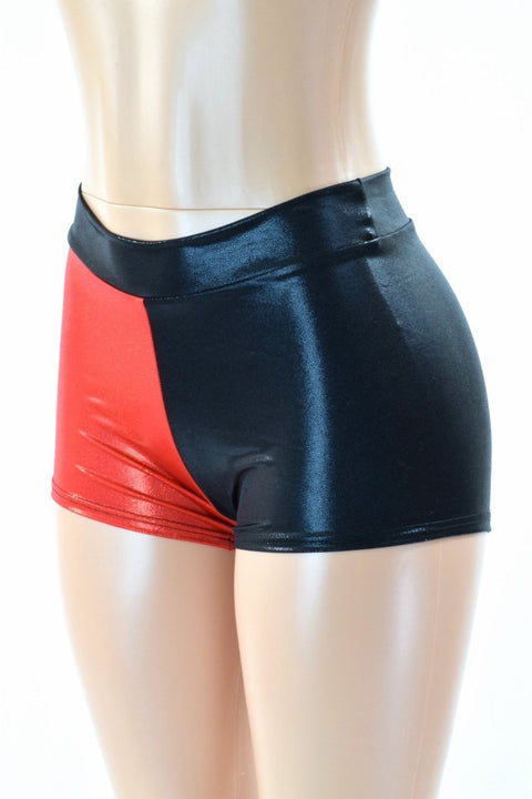 Harlequin Red & Black Mid Rise Shorts - Coquetry Clothing
