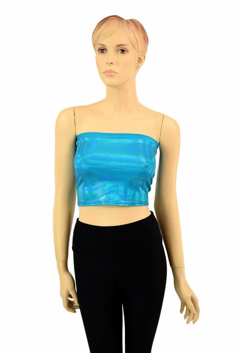 Peacock Holographic Tube Top - Coquetry Clothing