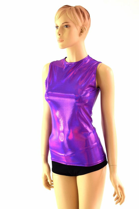 Full Length Crew Neck Holographic Top - Coquetry Clothing