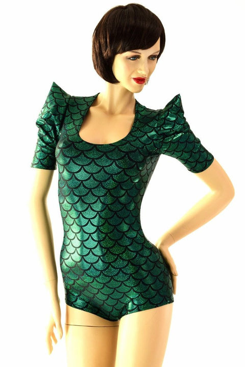 Green Dragon Sharp Shoulder Romper - Coquetry Clothing