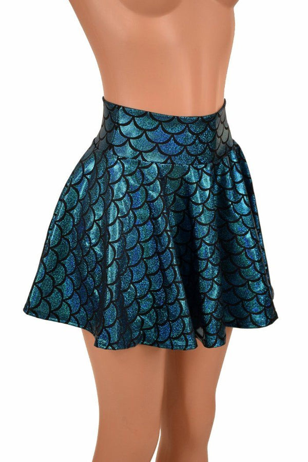 Turquoise Mermaid Mini Rave Skirt - 3